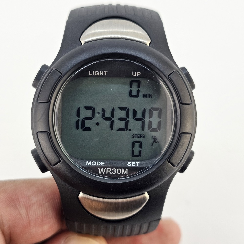 Medline Watch Unisex Black Silver Digital Heart Rate Monitor WR30M‎ New Battery
